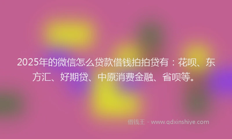 2025年的微信怎么贷款借钱拍拍贷有：花呗、东方汇、好期贷、中原消费金融、省呗等。