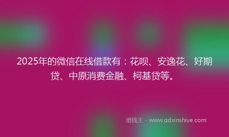 2025年的微信在线借款有：花呗、安逸花、好期贷、中原消费金融、柯基贷等。
