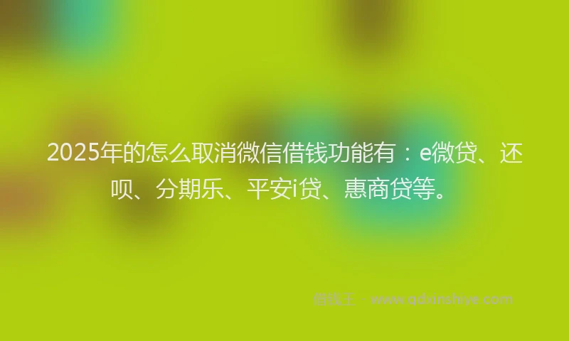 2025年的怎么取消微信借钱功能有：e微贷、还呗、分期乐、平安i贷、惠商贷等。