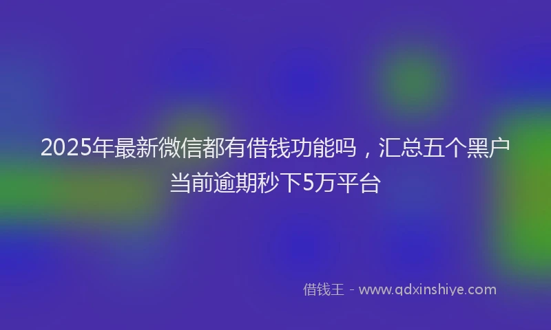 2025年最新微信都有借钱功能吗，汇总五个黑户当前逾期秒下5万平台