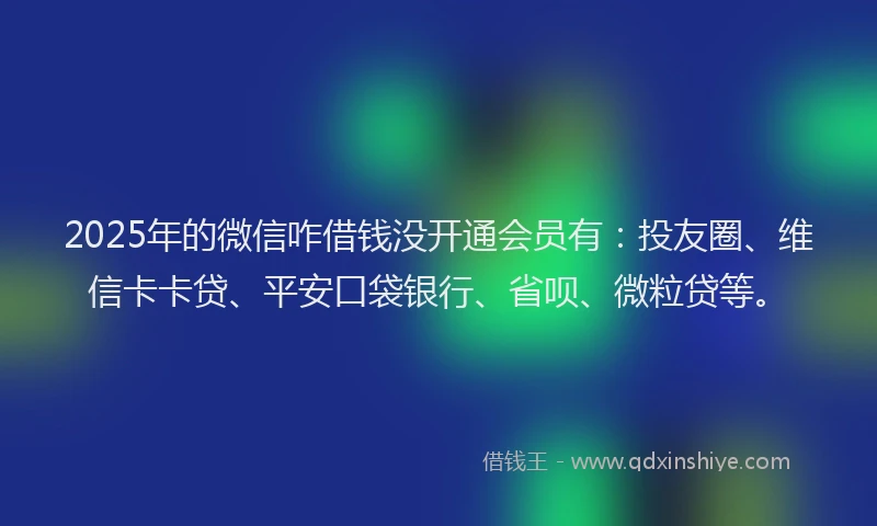 2025年的微信咋借钱没开通会员有：投友圈、维信卡卡贷、平安口袋银行、省呗、微粒贷等。
