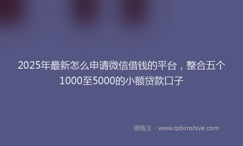 2025年最新怎么申请微信借钱的平台，整合五个1000至5000的小额贷款口子