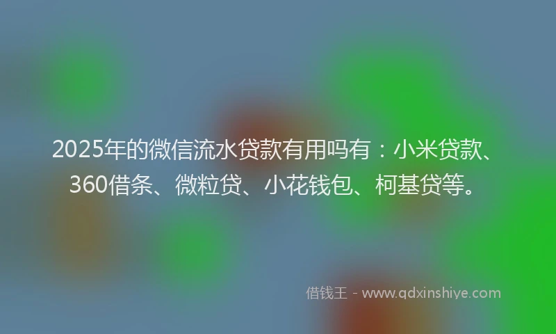2025年的微信流水贷款有用吗有：小米贷款、360借条、微粒贷、小花钱包、柯基贷等。