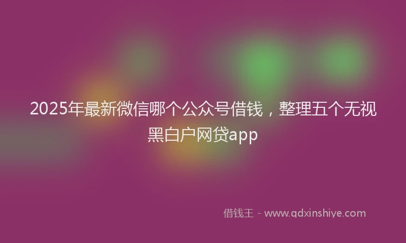 2025年最新微信哪个公众号借钱，整理五个无视黑白户网贷app