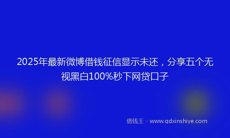 2025年最新微博借钱征信显示未还，分享五个无视黑白100%秒下网贷口子