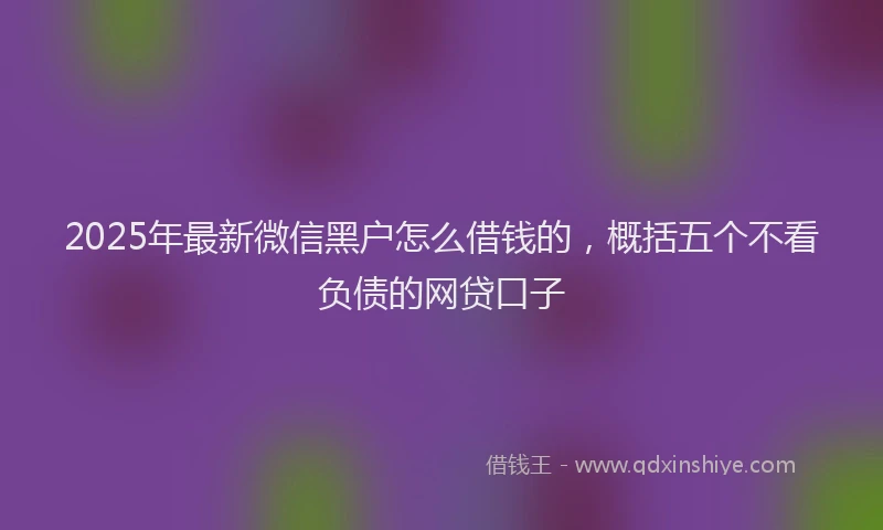 2025年最新微信黑户怎么借钱的，概括五个不看负债的网贷口子