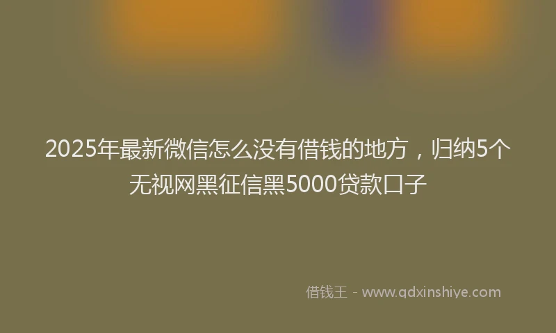 2025年最新微信怎么没有借钱的地方，归纳5个无视网黑征信黑5000贷款口子