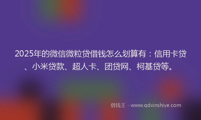2025年的微信微粒贷借钱怎么划算有：信用卡贷、小米贷款、超人卡、团贷网、柯基贷等。