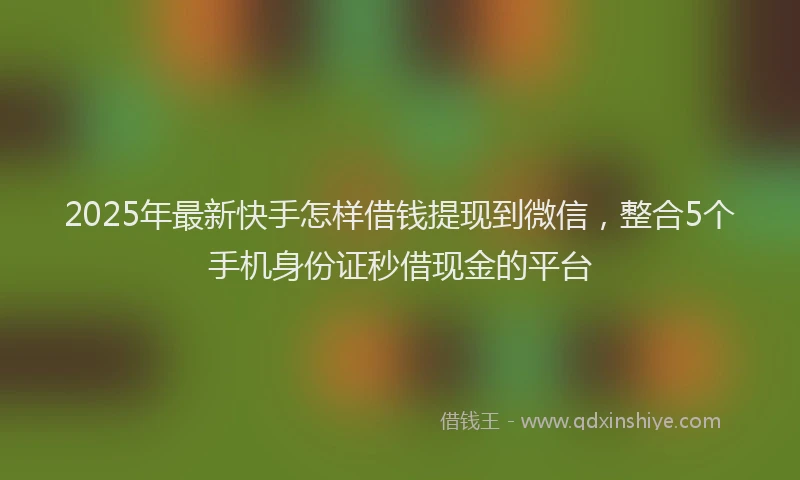 2025年最新快手怎样借钱提现到微信，整合5个手机身份证秒借现金的平台