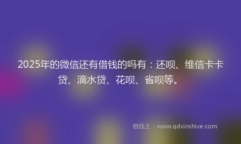 2025年的微信还有借钱的吗有：还呗、维信卡卡贷、滴水贷、花呗、省呗等。