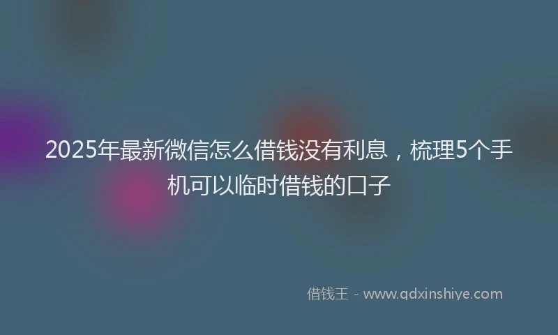 2025年最新微信怎么借钱没有利息，梳理5个手机可以临时借钱的口子