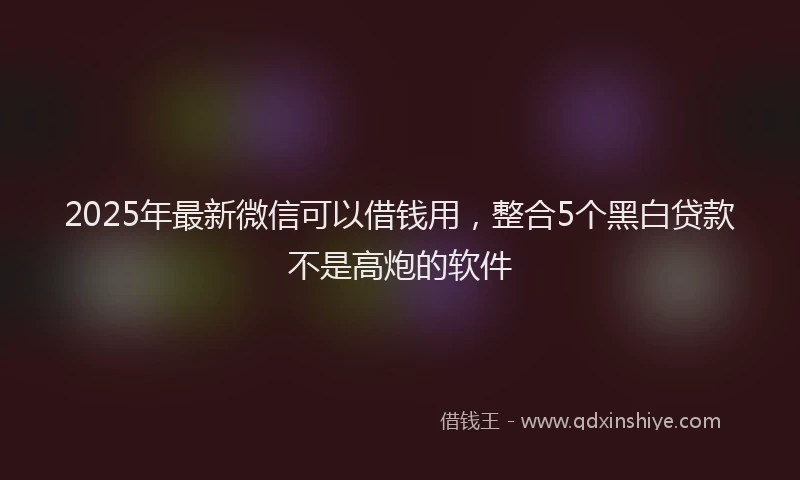 2025年最新微信可以借钱用，整合5个黑白贷款不是高炮的软件