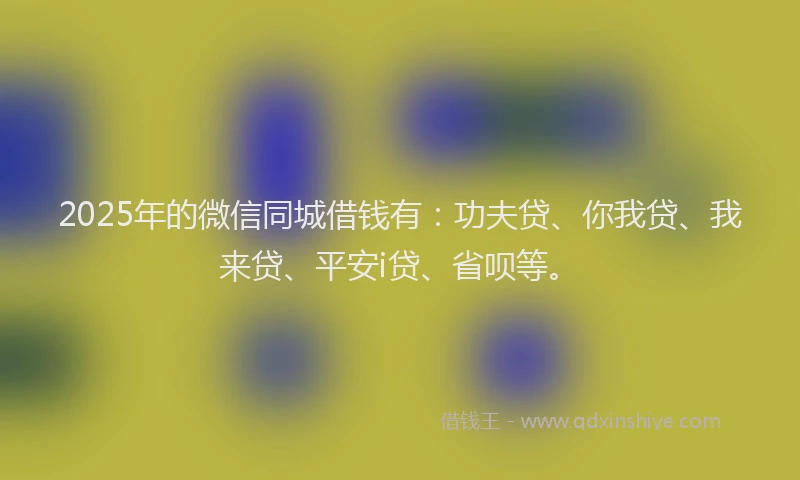 2025年的微信同城借钱有：功夫贷、你我贷、我来贷、平安i贷、省呗等。