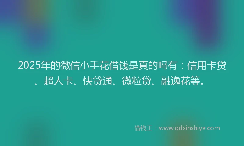 2025年的微信小手花借钱是真的吗有：信用卡贷、超人卡、快贷通、微粒贷、融逸花等。