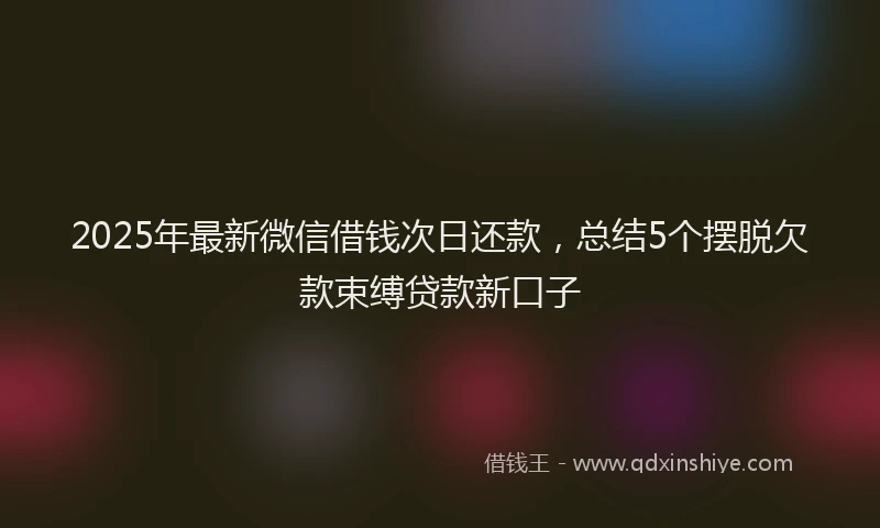 2025年最新微信借钱次日还款，总结5个摆脱欠款束缚贷款新口子