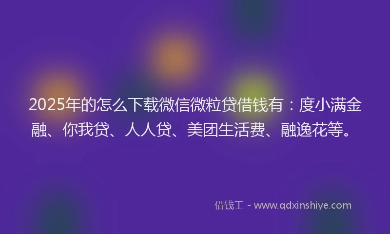 2025年的怎么下载微信微粒贷借钱有：度小满金融、你我贷、人人贷、美团生活费、融逸花等。