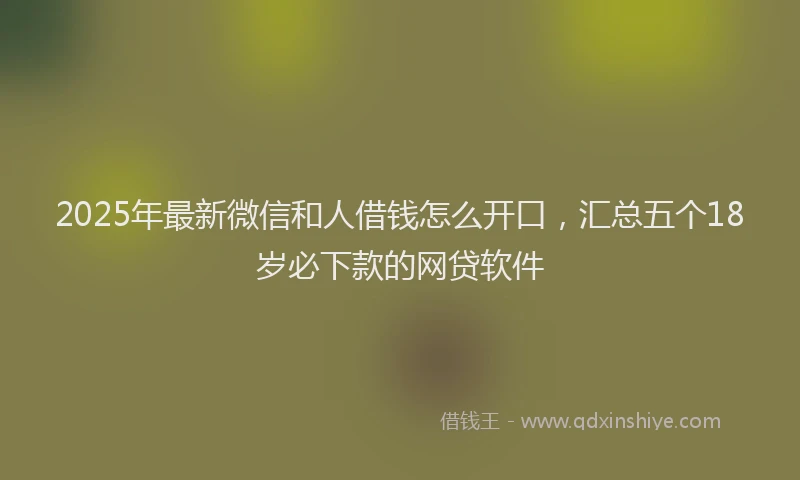 2025年最新微信和人借钱怎么开口，汇总五个18岁必下款的网贷软件