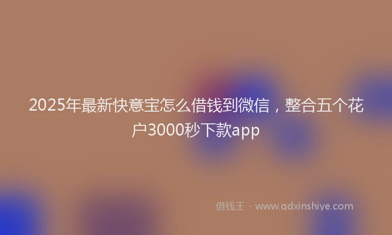 2025年最新快意宝怎么借钱到微信，整合五个花户3000秒下款app