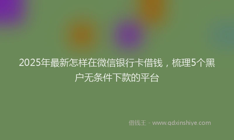 2025年最新怎样在微信银行卡借钱，梳理5个黑户无条件下款的平台
