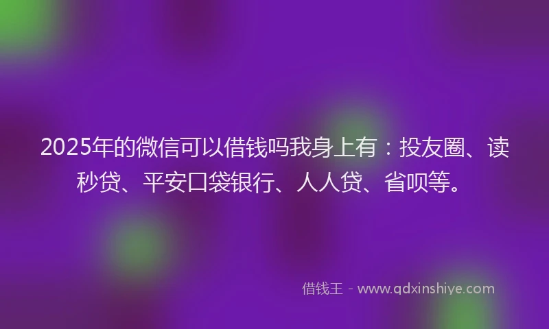 2025年的微信可以借钱吗我身上有：投友圈、读秒贷、平安口袋银行、人人贷、省呗等。
