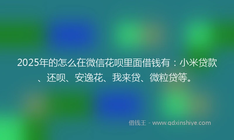 2025年的怎么在微信花呗里面借钱有：小米贷款、还呗、安逸花、我来贷、微粒贷等。