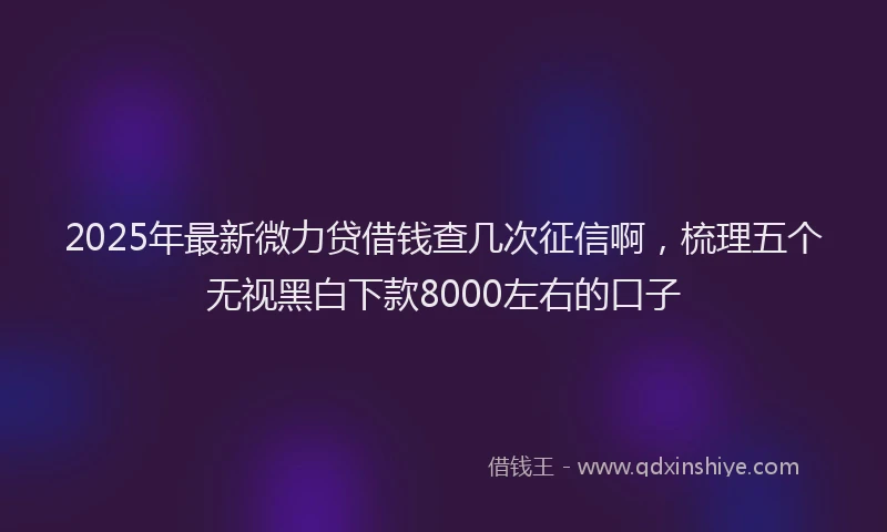 2025年最新微力贷借钱查几次征信啊，梳理五个无视黑白下款8000左右的口子