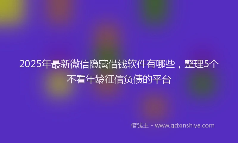 2025年最新微信隐藏借钱软件有哪些，整理5个不看年龄征信负债的平台