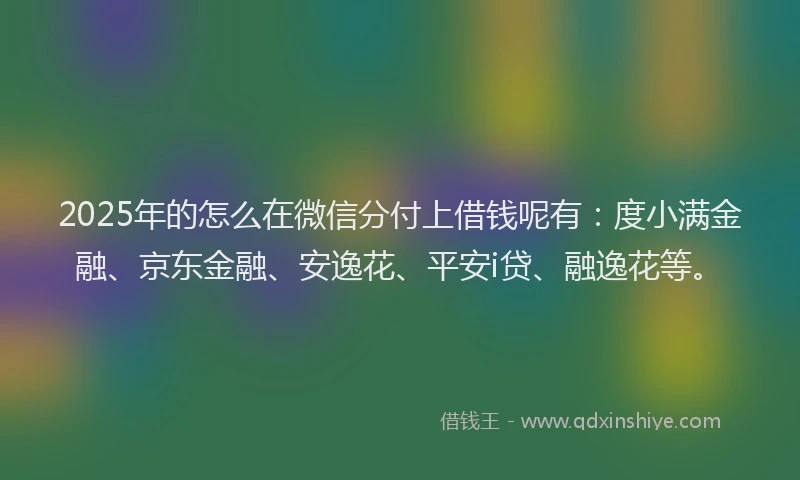 2025年的怎么在微信分付上借钱呢有：度小满金融、京东金融、安逸花、平安i贷、融逸花等。