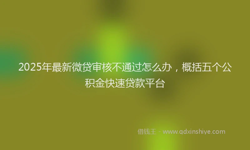 2025年最新微贷审核不通过怎么办，概括五个公积金快速贷款平台