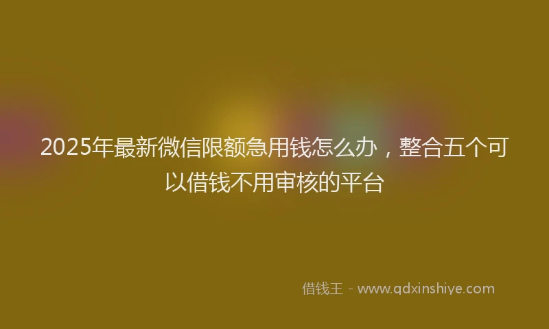 2025年最新微信限额急用钱怎么办，整合五个可以借钱不用审核的平台