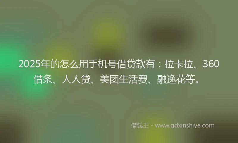 2025年的怎么用手机号借贷款有：拉卡拉、360借条、人人贷、美团生活费、融逸花等。