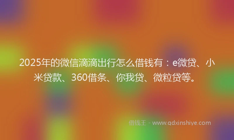 2025年的微信滴滴出行怎么借钱有：e微贷、小米贷款、360借条、你我贷、微粒贷等。