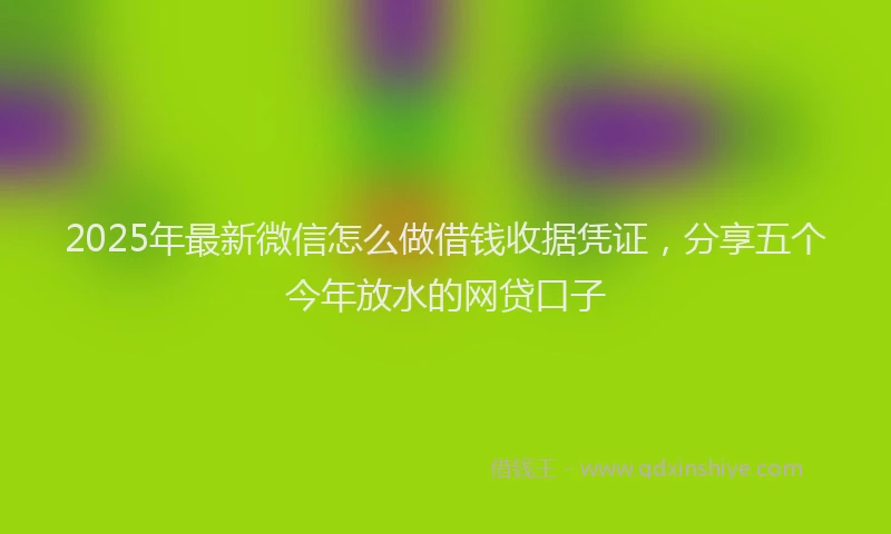 2025年最新微信怎么做借钱收据凭证，分享五个今年放水的网贷口子