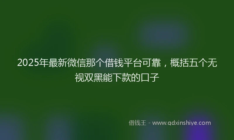 2025年最新微信那个借钱平台可靠，概括五个无视双黑能下款的口子