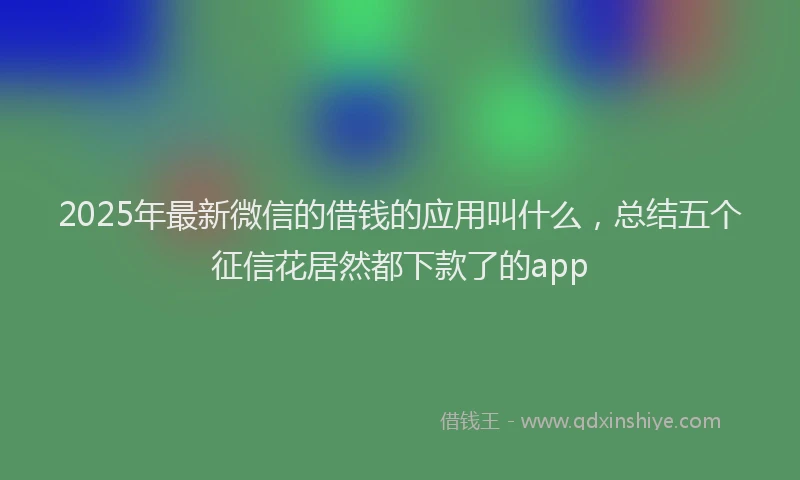 2025年最新微信的借钱的应用叫什么，总结五个征信花居然都下款了的app