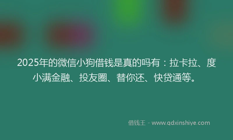 2025年的微信小狗借钱是真的吗有：拉卡拉、度小满金融、投友圈、替你还、快贷通等。