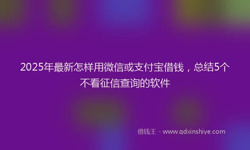 2025年最新怎样用微信或支付宝借钱，总结5个不看征信查询的软件