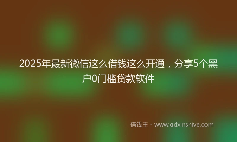 2025年最新微信这么借钱这么开通，分享5个黑户0门槛贷款软件