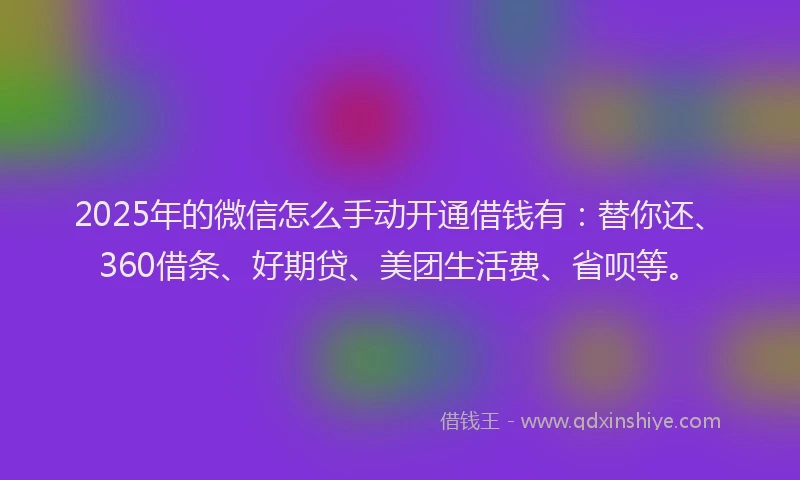 2025年的微信怎么手动开通借钱有：替你还、360借条、好期贷、美团生活费、省呗等。