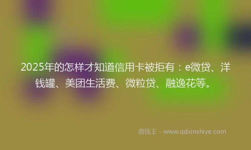 2025年的怎样才知道信用卡被拒有：e微贷、洋钱罐、美团生活费、微粒贷、融逸花等。