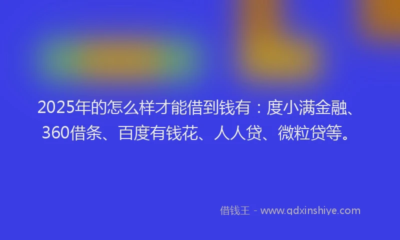 2025年的怎么样才能借到钱有：度小满金融、360借条、百度有钱花、人人贷、微粒贷等。