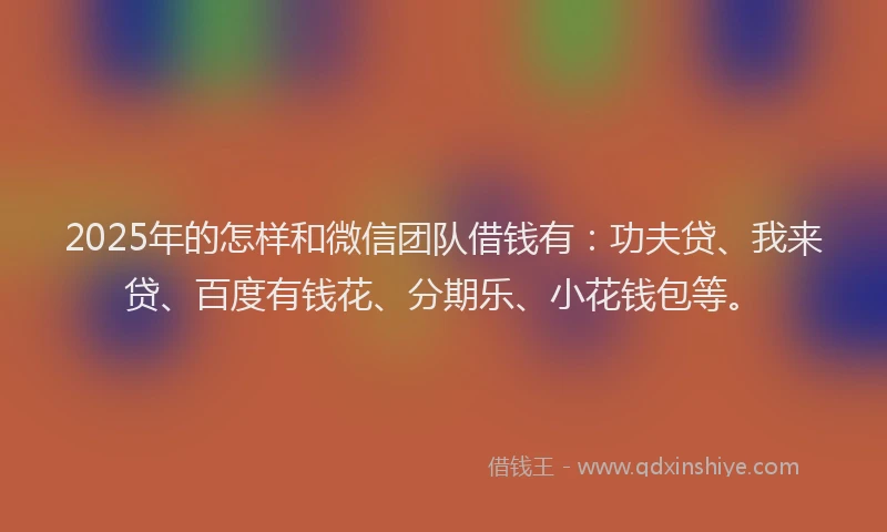 2025年的怎样和微信团队借钱有：功夫贷、我来贷、百度有钱花、分期乐、小花钱包等。
