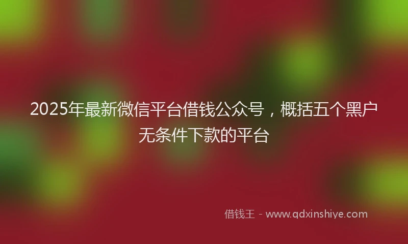 2025年最新微信平台借钱公众号，概括五个黑户无条件下款的平台