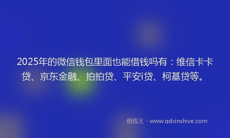 2025年的微信钱包里面也能借钱吗有：维信卡卡贷、京东金融、拍拍贷、平安i贷、柯基贷等。