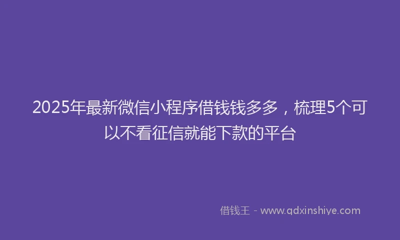 2025年最新微信小程序借钱钱多多，梳理5个可以不看征信就能下款的平台