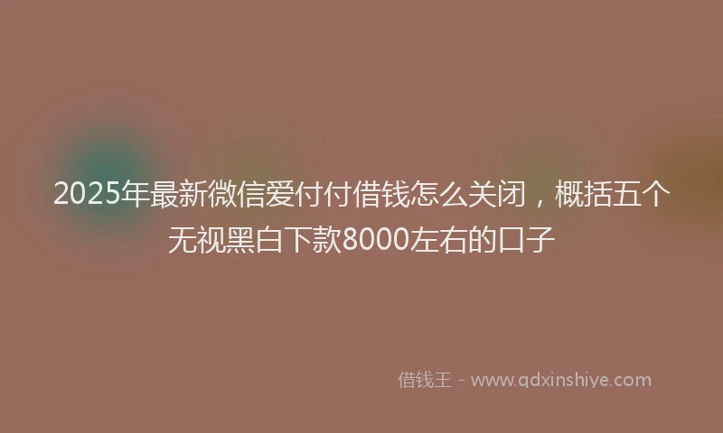 2025年最新微信爱付付借钱怎么关闭，概括五个无视黑白下款8000左右的口子