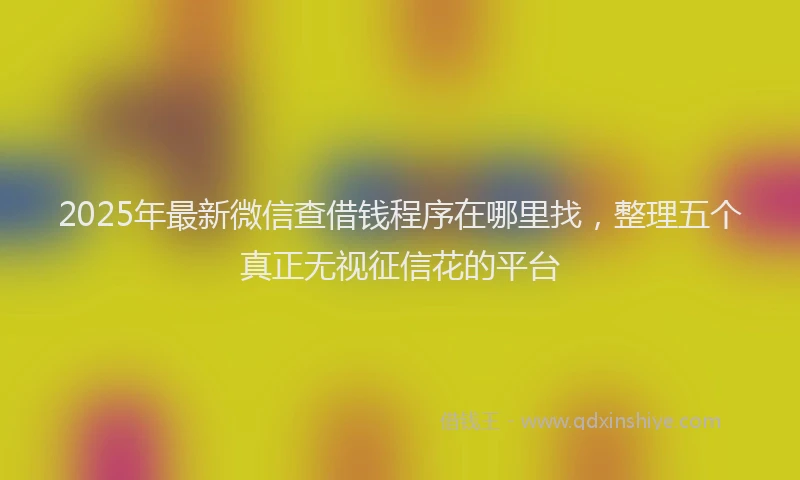 2025年最新微信查借钱程序在哪里找，整理五个真正无视征信花的平台