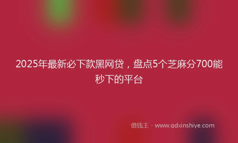 2025年最新必下款黑网贷，盘点5个芝麻分700能秒下的平台