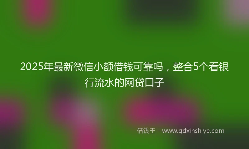 2025年最新微信小额借钱可靠吗，整合5个看银行流水的网贷口子