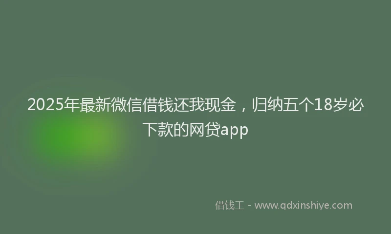 2025年最新微信借钱还我现金，归纳五个18岁必下款的网贷app